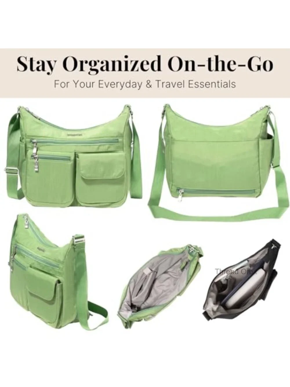Large Crossbody Hobo Bag Water-Resistant Nylon RFID Wristlet
